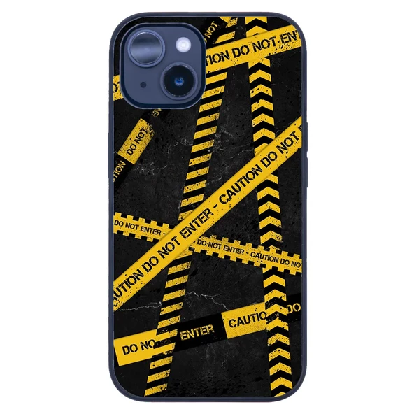 iPhone 14 Plus Tamperli Glossy Cam Kapak - Caution