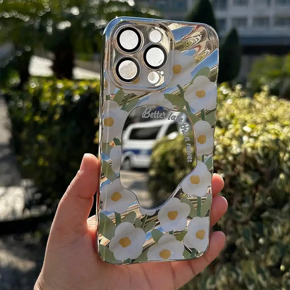 IPHONE 14 PRO MAX CHROME FLOWER SİLİKON KAPAK