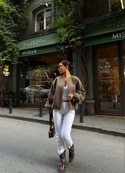 Kaşe Kaşmir CEKET - Haki - 5