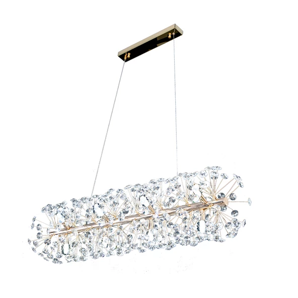 Apliqa Gloria Sıralı Gold Yemek Masası Üstü Kristal Taşlı Modern Tasarım Salon Avize - Resim 2