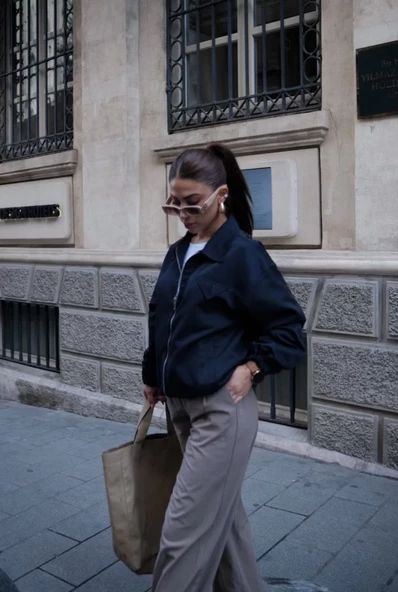 Gömlek Yaka Bomber Ceket - Siyah - 7