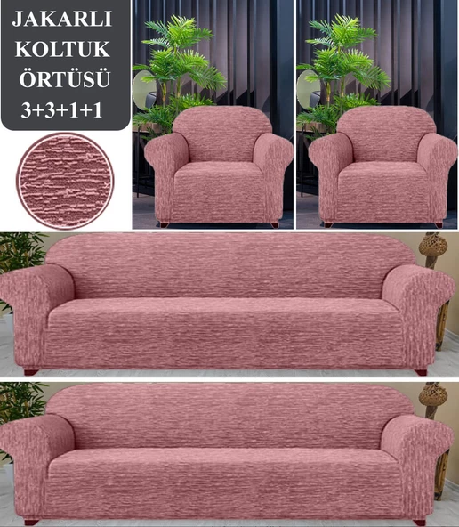 Upmall Koltuk Örtüsü 3+3+1+1 Takımı Lastikli Esnek Yıkanabilir Çekyat Kanepe Kılıfı - 5