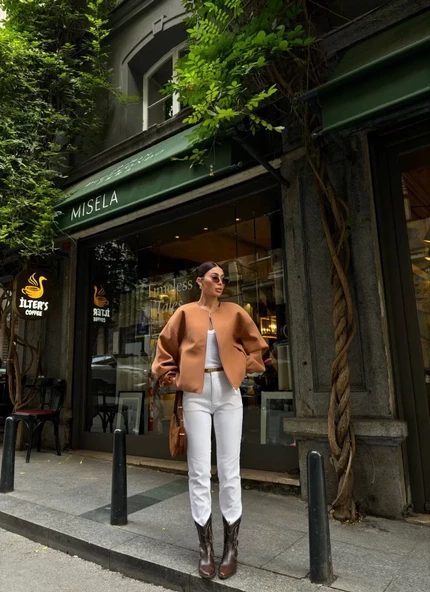 Kaşe Kaşmir CEKET - Kahve - 5