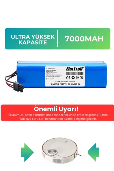 Anker Eufy L70 Hybrid Batarya (ULTRA YÜKSEK KAPASİTE) 7.000mah Pil Akıllı Robot Süpürge Batarya - 5