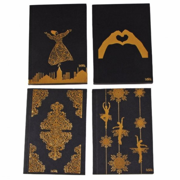 Toptan Defter 40 Adet Siyah Yapraklı Küçük Boy Defter