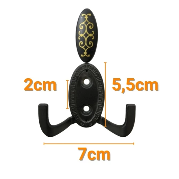 5 Adet Metal Vestiyer Askılığı - Mat Siyah, Desenli, Dayanıklı, Elbise ve Mobilya Askılığı - 6