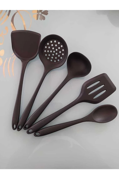 ncy  yanmaz yapışmaz komple silikon spatula kepçe kaşık seti 5 parça