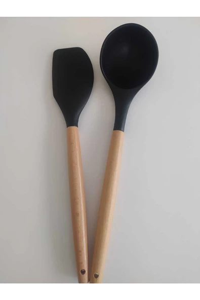 ncy  Ahşap Bambu Saplı Lüks Silikon Spatula Takımı 2 Adet