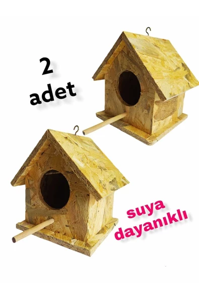 değerli hobi  Ahşap Kuş Evi Kuş Yuvası Dış Mekan Suya Dayanıklı 2 Adet