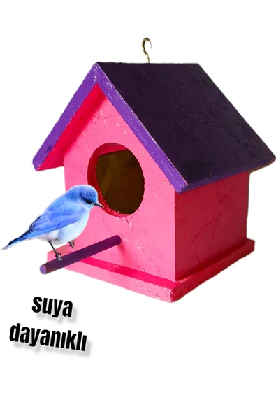 ncy  Ahşap Kuş Yuvası Kuş Evi Muhabbet Kuşu Dış Mekan Suya Dayanıklı 15x15x20 Cm