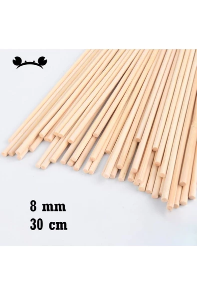 değerli hobi  Ahşap Bambu 30 Cm 8 Mm Çubuk  18 Adet