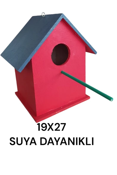 değerli hobi  Ahşap Kuş Yuvası Kuş Evi Muhabbet Kuşu Cennet Papağanı Dış Mekan Suya Dayanıklı 19x27 Cm