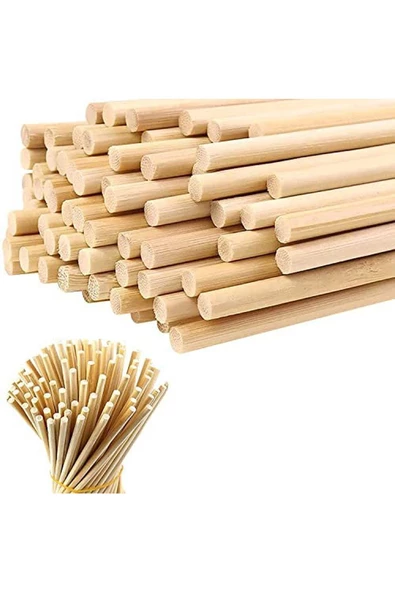 ncy  Ahşap Bambu Silindir Maket Çubukları 5 Mm 10-12 Cm 200 Adet