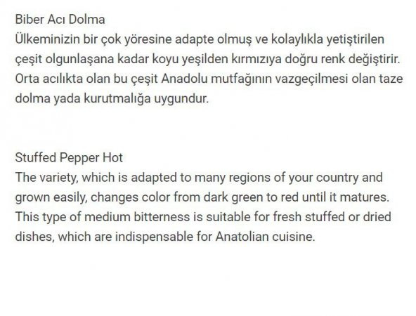 ATA TOHUMU YÖRESEL DOĞAL ACI DOLMA 500 AD TOHUM - Resim 2