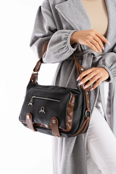 Kadın Postacı Çanta Çapraz Askılı Vegan Deri Omuz Çantası 32*22 Cm Suni Deri Mega Bag - 4