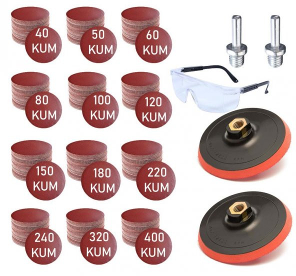 Ugr Cırt Zımpara Seti + Matkap Aparatı+Gözlük 115 mm (125 Parça) - 2