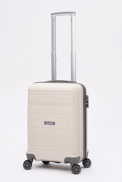 4'lü Valiz Seti Elatae Premium Polipropilen Kırılmaz Büyük - Orta - Kabin Boy ve Makyaj Bej - Antrasit V305 - Resim 4