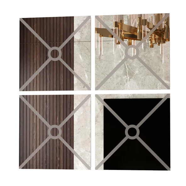 FİYA Dekoratif Kumlama Desenli Ayna Takımı (4 Parça - Yapıştırmalı) - 4