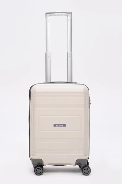 4'lü Valiz Seti Elatae Premium Polipropilen Kırılmaz Büyük - Orta - Kabin Boy ve Makyaj Bej - Antrasit V305 - Resim 5