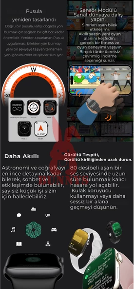 Bunnys Poco F4 Uyumlu TozPembe Akıllı Saat Watch 10 Mini Kordon Hediyeli AMOLED EKRAN 41MM - Resim 2