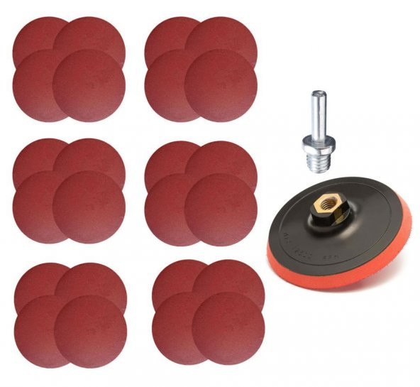 Cırt Zımpara Seti + Matkap Aparatı 115 mm (26 Parça)