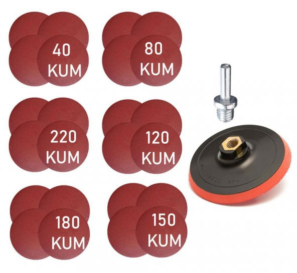 Cırt Zımpara Seti + Matkap Aparatı 115 mm (26 Parça) - 2