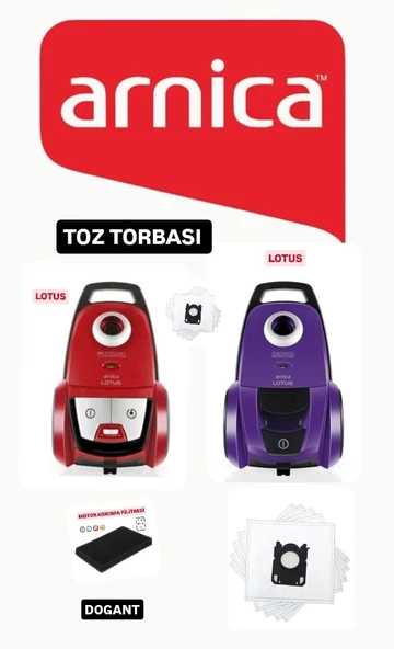 Arnica Lotus Süpürge Toz Torbası 10 Adet Motor Filitreli