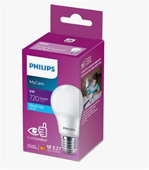 Philips Ledbulb 720 lumen 8w 6500k Led Beyaz E27 220/240w