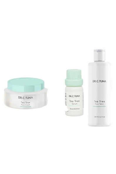 FARMASİ Dr.Cevdet Tuna Çay Ağacı Yağı Yüz Kremi + Çay Ağacı Yağı Tonik + Çay Ağacı Yağı Serum - 1