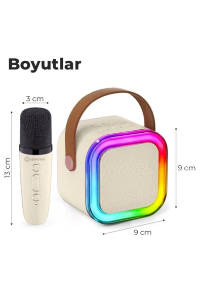 Kensa Rgb Işıklı Kablosuz Mikrofonlu Taşınabilir Bluetooth Hoparlör Karaoke Müzik - 5