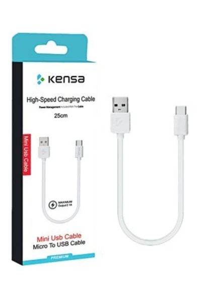 Kensa C-201 Micro Usb Hızlı Powerbank 30cm Şarj Kablosu - Resim 2