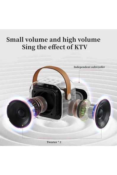 Kensa Kablosuz Mikrofonlu Karaoke Makinesi Taşınabilir Bluetooth Hoparlör Seti Bas Tiz Ayarlı 10.7x9x8 cm - 3