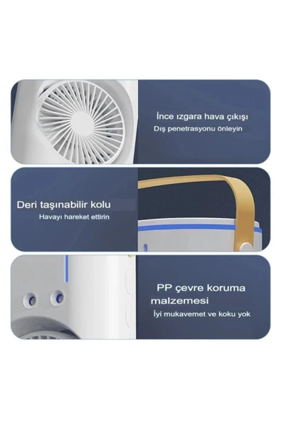 VOOKA Işıklı Spreyli Vantilatör Buzlu Buharlı Vantilatör Büyük Fan Nemlendirici Klima Soğutucu Çift Fanlı - 5