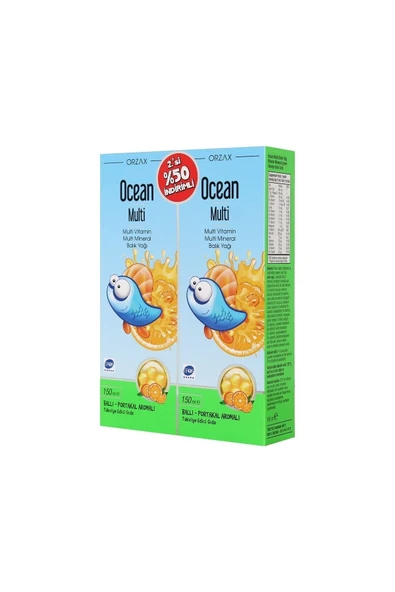 OCEAN Multi Şurup Ballı Portakal Aromalı Balık Yağı 2. Si %50