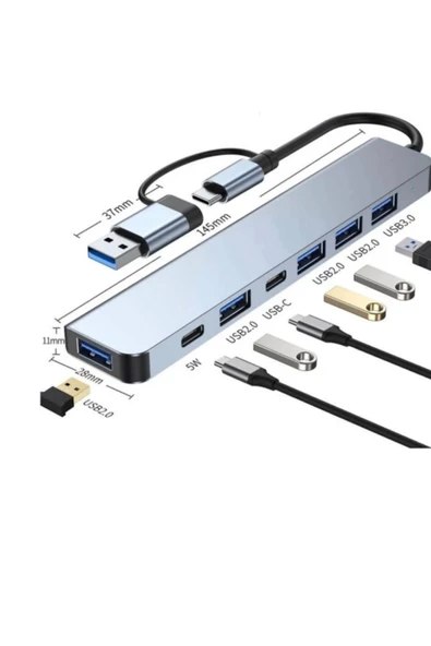 leasertech USB TYPE-C HUB 7in1USB ÇOĞALTICI 3.0