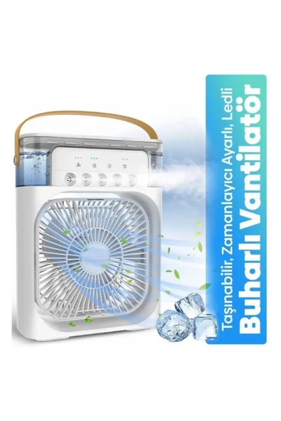 leasertech Buharlı Buzlu Işıklı Taşınabilir Vantilatör 5 Spreyli 7 Renk Gece Işığı - 2