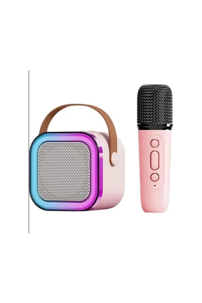 Kensa Rgb Işıklı Kablosuz Mikrofonlu Taşınabilir Bluetooth Hoparlör Karaoke Müzik - 7