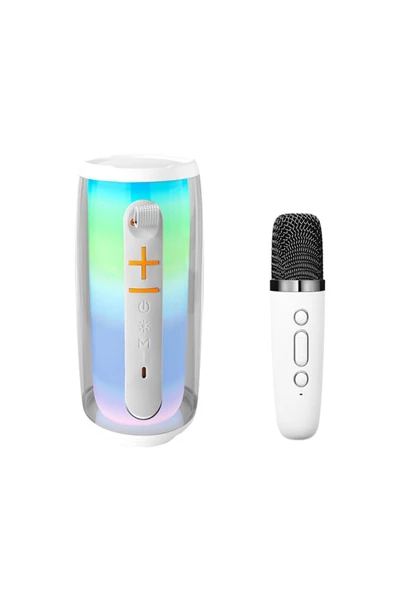 MIIQ2 Pluse 6 Mikrofonlu RGB Kablosuz Hoparlör - Beyaz