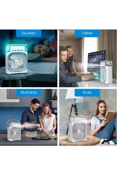 leasertech Buharlı Buzlu Işıklı Taşınabilir Vantilatör 5 Spreyli 7 Renk Gece Işığı - 4