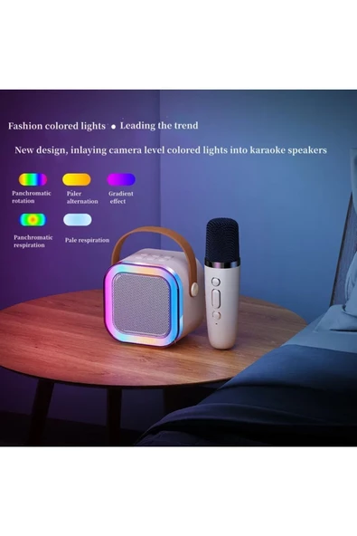 Kensa Kablosuz Mikrofonlu Karaoke Makinesi Taşınabilir Bluetooth Hoparlör Seti Bas Tiz Ayarlı 10.7x9x8 cm - 2