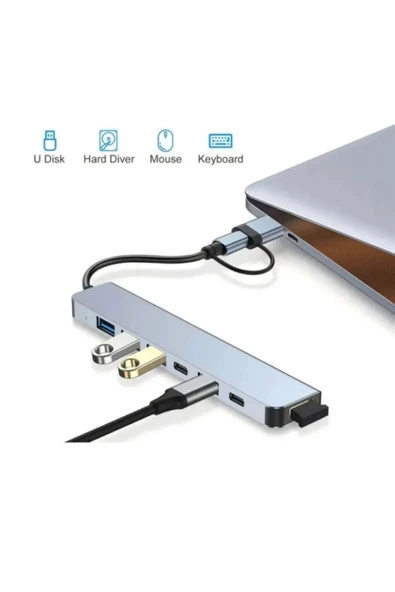 leasertech USB TYPE-C HUB 7in1USB ÇOĞALTICI 3.0 - 4