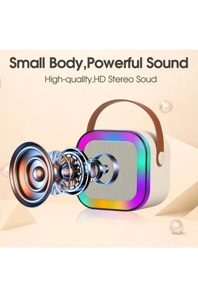 Kensa Kablosuz Mikrofonlu Karaoke Makinesi Taşınabilir Bluetooth Hoparlör Seti Bas Tiz Ayarlı 10.7x9x8 cm - 4