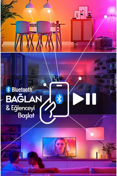Rollovie Bluetooth Music Bulb Akıllı Hoparlör Led Işıklı Uzaktan Kumandalı Müzikli Ampul 7 Renk Işıklı - 2