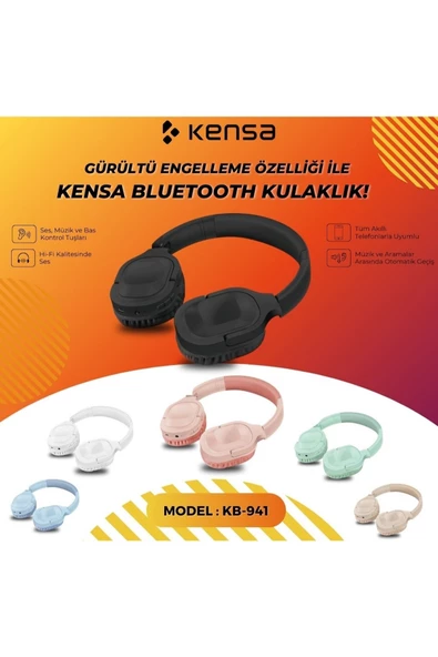 Kensa KABLOSUZ BT KULAK ÜSTÜ KULAKLIK ULTRA GÜÇLÜ VE DAYANIKLI Hİ-Fİ KALİTESİNDE SES