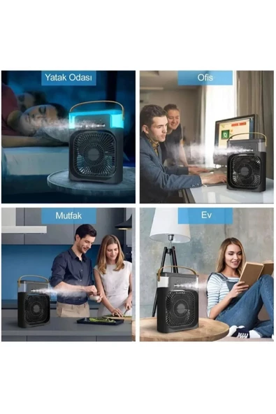 leasertech Buharlı Buzlu Işıklı Taşınabilir Vantilatör 5 Spreyli 7 Renk Gece Işığı - 7