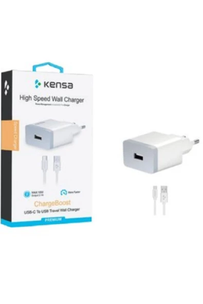 Kensa Type-C 3.0A 20W Hızlı Şarj 120cm 100/240W-AC Taşınabilir Şarj Aleti - Resim 2