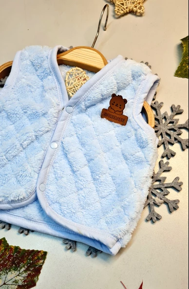 Erkek Bebek Kışlık Peluş Çıtçıt Kapamalı Yelek - 2