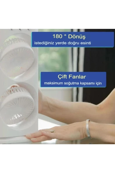 VOOKA Işıklı Spreyli Vantilatör Buzlu Buharlı Vantilatör Büyük Fan Nemlendirici Klima Soğutucu Çift Fanlı - 7