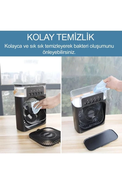 Yeni Işıklı Buharlı Vantilatör 600ml 5 Spreyli Vantilatör Buzlu Buharlı Mini Klima Mini Fan Buzlu Fan - 5