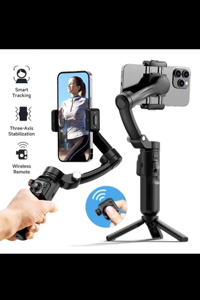 LeaserTech Gimball 3 Eksenli Android, İphone Uyumlu Tripodlu, Uzaktan Kumandalı Telefon Sabitleyici - 2